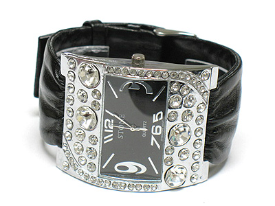 Crystal bubble large face scraf band watch