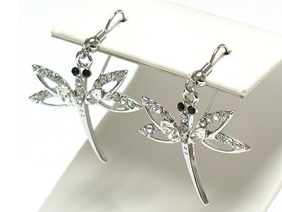 Made in korea whitegold plating dragonfly drop earring