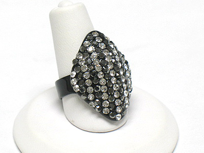 Crystal stud metal puffy ring - adjustable size