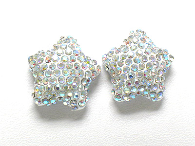 Crystal stud enameled metal star stud earring