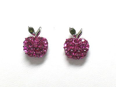 Crystal stud metal apple stud earring