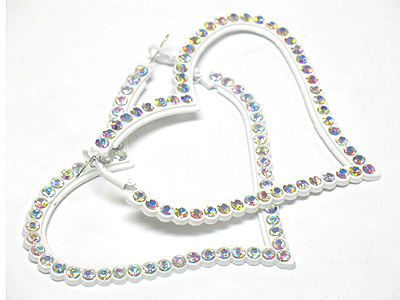 1 line crystal heart hoop earring - hoops