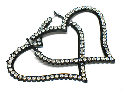 1 line crystal heart hoop earring - hoops