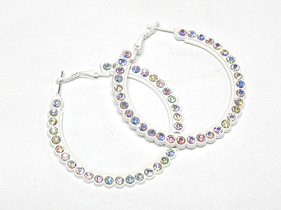 1 line crystal round hoop earring - hoops