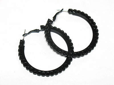 1 line crystal round hoop earring - hoops