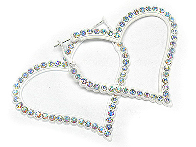 1 line crystal heart hoop earring - hoops