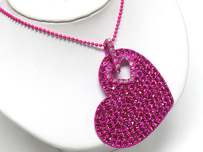 Crystal filled large heart peandant necklace