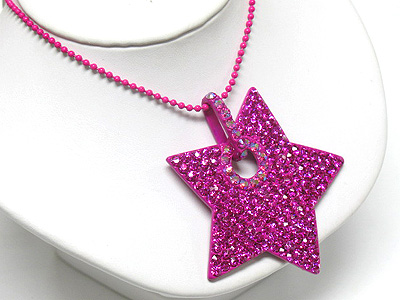 Crystal filled large star peandant necklace