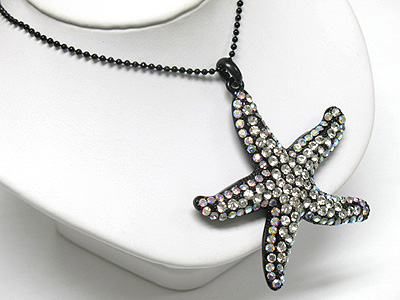 Crystal filled large starfish peandant necklace