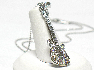 Crystal deco guitar peandant necklace