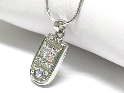 Made in korea whitegold plating crystal stud cellphone pendant necklace