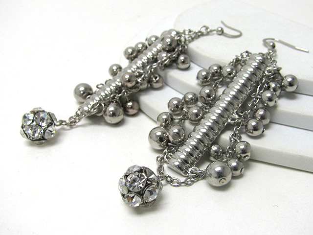 Crystal stud ball and multi metal ball earring