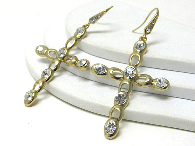 Crystal stud cross earring