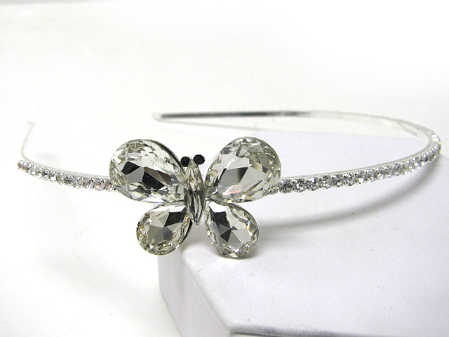 Butterfly accent rhinestone headband