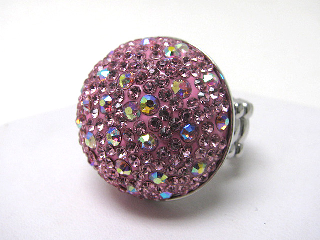 Crystal stud puffy round stretch ring