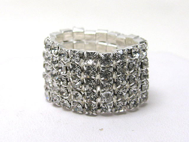 Five row rhinestone stretch ring