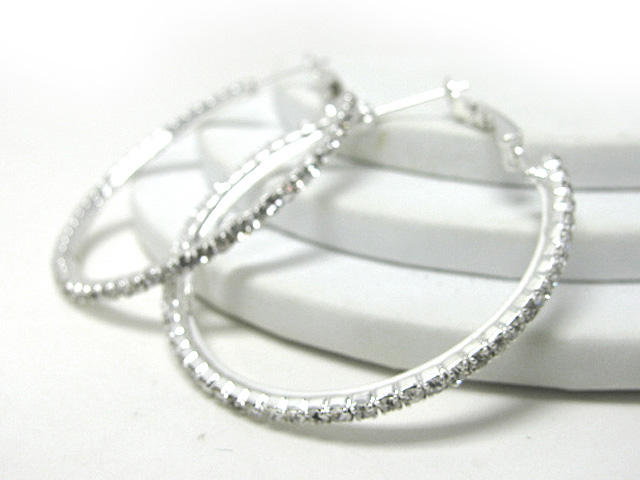 45 mm rhinestone hoop earring - hoops