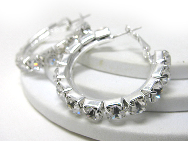 45 mm rhinestone hoop earring - hoops