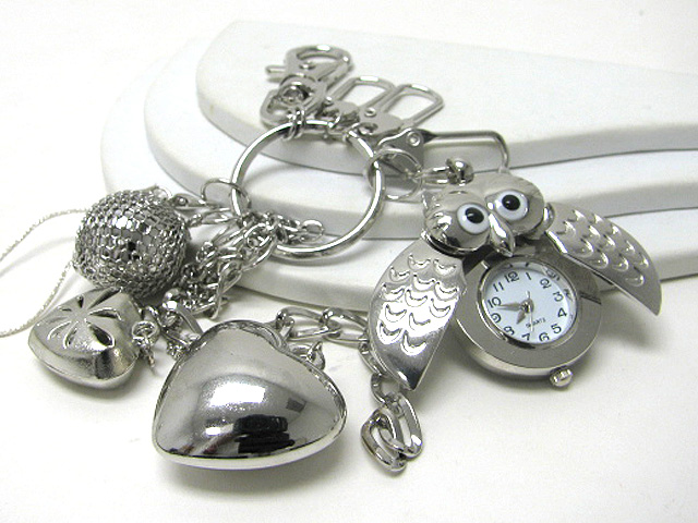 Owl watch and multi charm dangle key holder