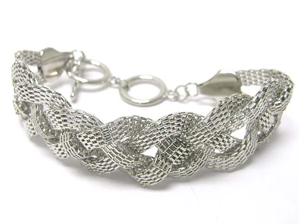 Braided metal mesh chain link bracelet