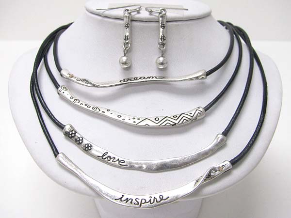 Dream love inspire messege multi strand cord necklace set