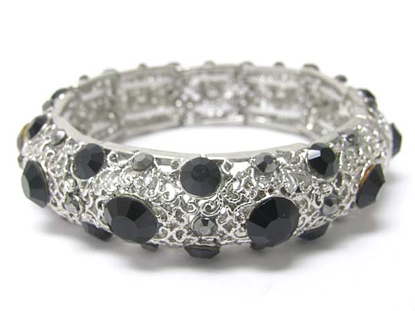 Crystal stud casting metal stretch bracelet