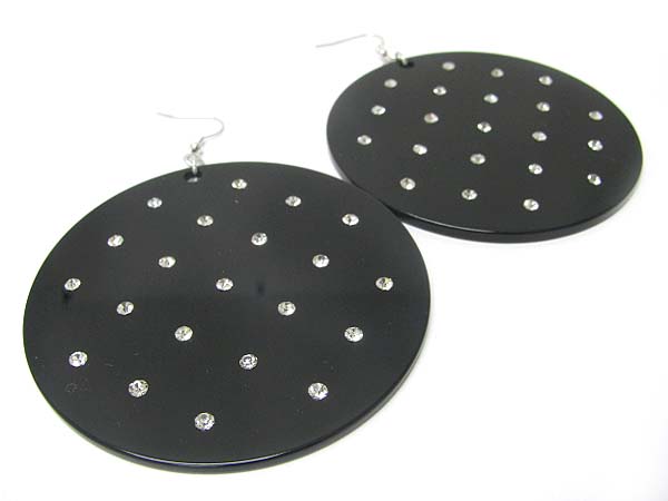 Crystal stud acryl round disk earring