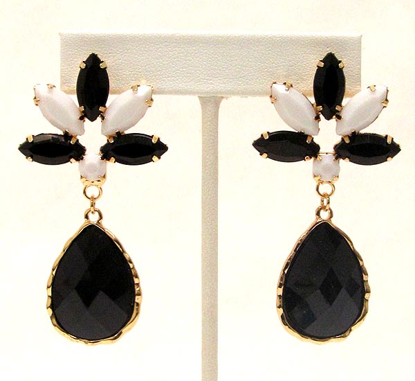 Multi shape acrylic with tear drop glass stone deco drop earring