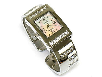 Crystal piano pattern metal bangle watch