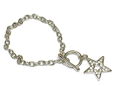 Crystal satr charm toggle chain bracelet