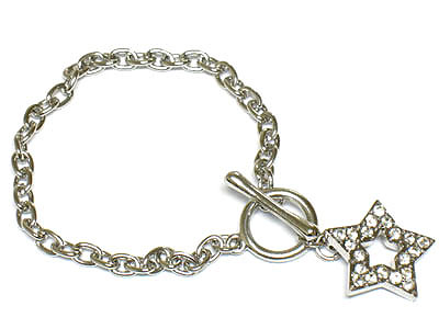 Crystal satr charm toggle chain bracelet