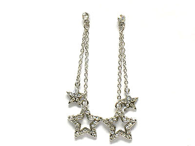 Twin star dangle drop earring