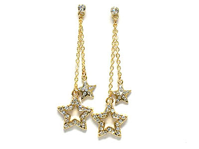 Twin star dangle drop earring