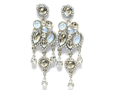 Crystal and acrylic stone drop earring