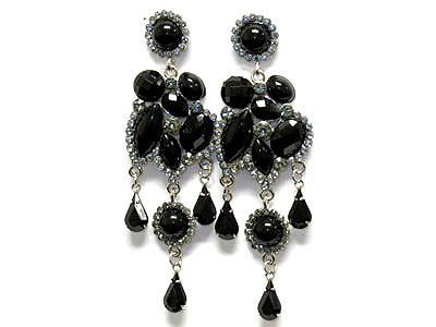 Crystal and acrylic stone drop earring