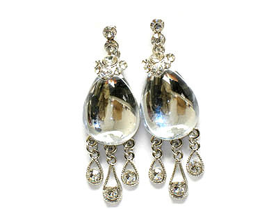 Crystal and acrylic stone drop earring