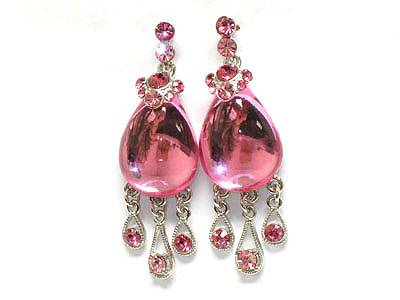 Crystal and acrylic stone drop earring