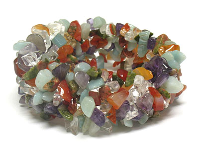 Plentiful natural stones stretch bracelet