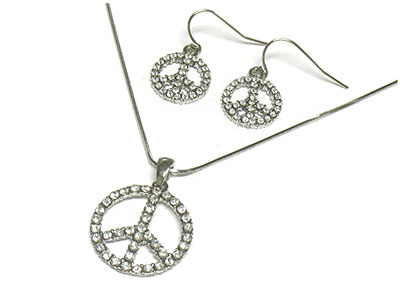 Crystal peace pendant simple necklace and earring set