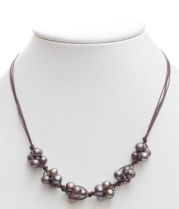 Genuine fresh water pearl mix link cord necklace