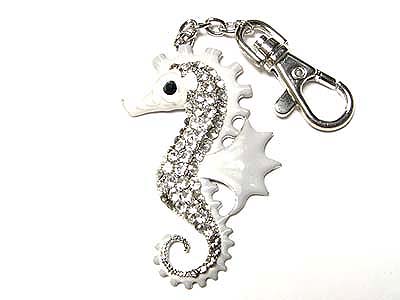 Crystal sea horse key chain