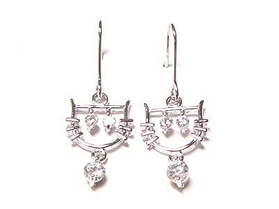 Made in korea whitegold plating crystal cat face earring