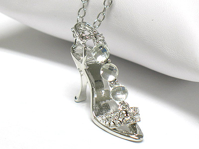 Crystal high heel pendant necklace