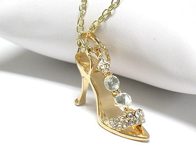 Crystal high heel pendant necklace