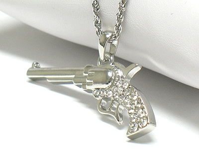 Crystal pistol pendant necklace