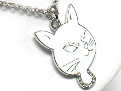 Crystal collar cat pendant necklace