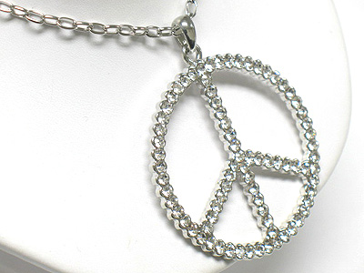 Crystal large peace mark pendant necklace