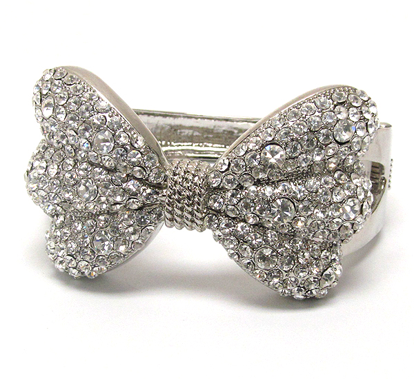 Crystal deco large ribbon bangle bracelet