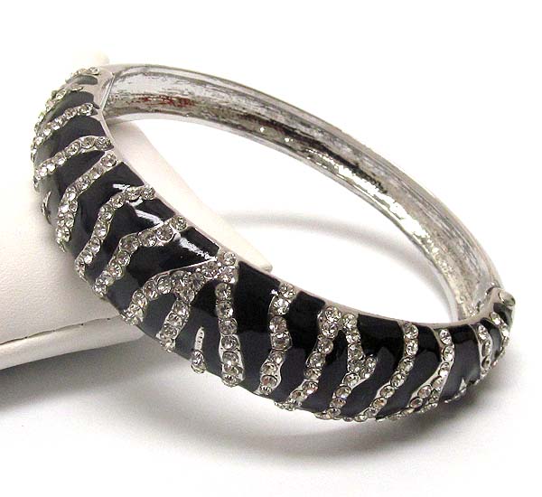 Animal print crystal and epoxy deco bangle bracelet