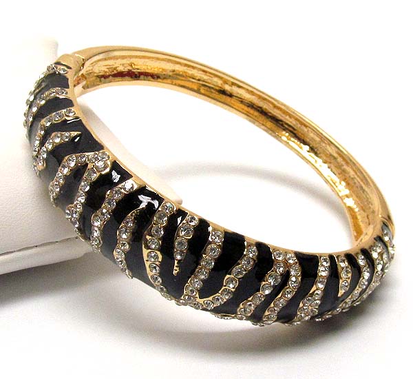 Animal print crystal and epoxy deco bangle bracelet